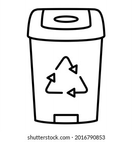 Diseño de iconos de esquema de la papelera de reciclaje de vectores
