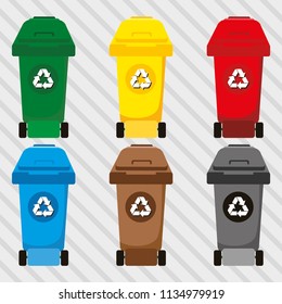 vector recycle bin symbol set