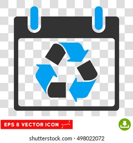 Vector Recycle Calendar Day EPS vector pictograph. Illustration style is flat iconic bicolor blue and gray symbol on a transparent background.