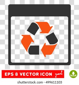 Vector Recycle Calendar Page EPS vector pictogram. Illustration style is flat iconic bicolor orange and gray symbol on a transparent background.