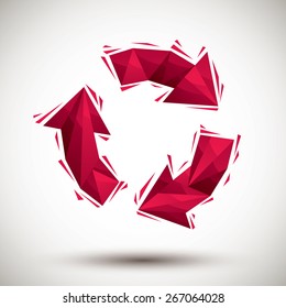 Vector recycle geometric icon made in 3d modern style, best for use as symbol or design element for web or print layouts.