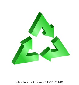 vector of recycle icon. green color. three-dimensional shape. with light effect.