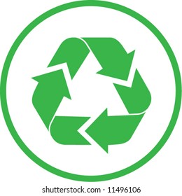 Vector recycle icon. Green and white. Simply change. In my portfolio there is version 4 in 1.