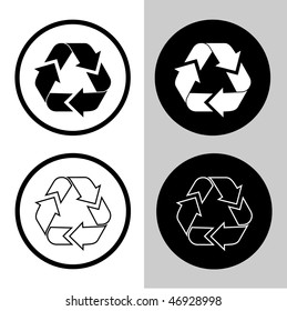 Vector recycle icon. Green and white. Simply change.