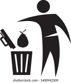 Vector - Recycle icon, Man throwing trash bag into dust bin vector.