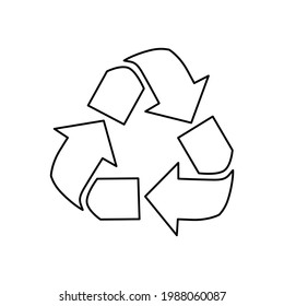 Vector Recycle icon, symbol or emblem isolated on white background. Reduce, reuse, recycle sign with for ecological zero waste concept and lifestyle
