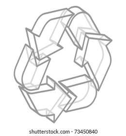 Vector recycle icon. Wire-frame model.