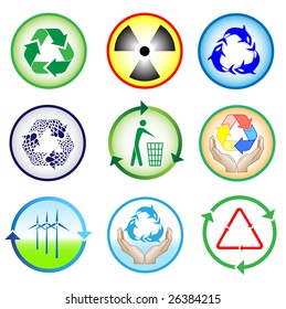 Vector recycle icons. Color set. Simply change.