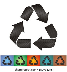 Vector recycle sign with dark grey metal pattern