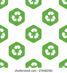 Vector recycle sign in hexagon, repeated on white background