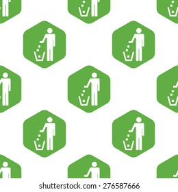 Vector recycle sign in hexagon, repeated on white background