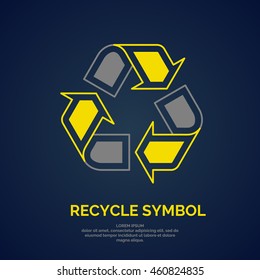 Vector recycle sign isolated on black background