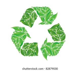 vector recycle sign made of leaves