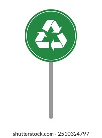 Letrero de reciclaje de Vector en poste plano