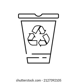 Vector recycle sign and symbol line bin icon. Green nature. save planet