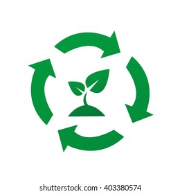 Vector recycle signs with green plant