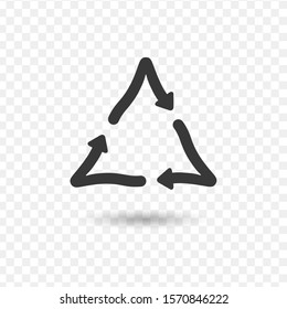 vector recycle symbol. drawn by hand Arrows icon. Stock Vector illustration isolated on white background.