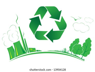 Vector recycle symbol. Green and white. Simply change. Other recycle symbols you can see in my portfolio.