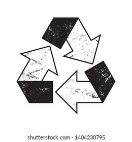 Vector recycle symbol. Grunge icon.