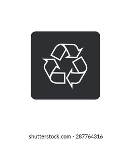 vector recycle symbol. recycle vector icon. black button.