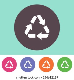 Vector recycle symbol icon on round colorful buttons