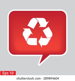 vector recycle symbol. recycle vector icon. red glossy button.