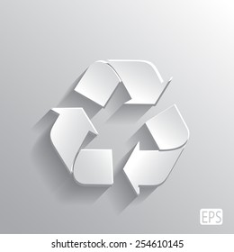 vector recycle symbol with monochrome leaf plants. Vector illustration.