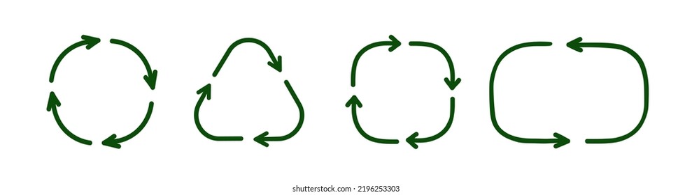 Vector recycle symbol set hand draw style