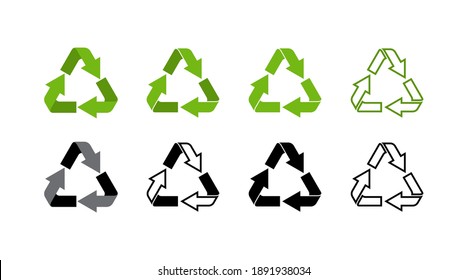 vector recycle symbol set. isolated icon eco, waste. flat infographics arrows. Vector illustration isolated