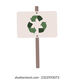 Vector recycle symbol with signboard flat icon. recycle vector icon