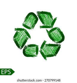 Vector recycle symbol with watercolor colors. Vector