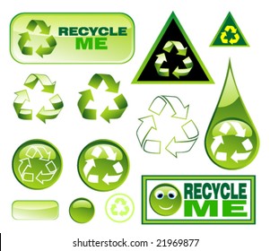 VECTOR Recycling Glossy green Icon set