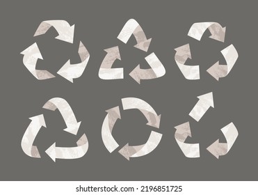 Vector recycling signs, isolated icons on background. Beige reuse symbols for ecological design, marking, product labeling. Zero waste lifestyle