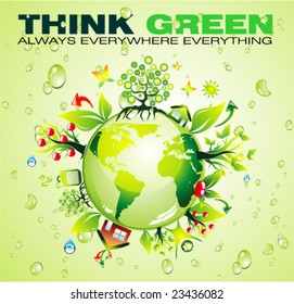 VECTOR Recycling World Concept Background with a lot of green and nature elements