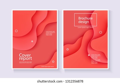 Vector red abstract background with expressive coral wave motion flow. Modern style brochure template, annual report layout, dynamic creative advertisement banner with space for text