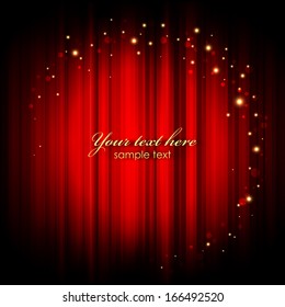 Vector red abstract background with gold lights