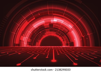 Vector red abstract digital circuit technology with concept communication.