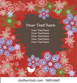  vector red abstract floral background with place for your text