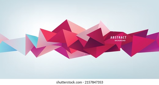 Vector red abstract geometric 3d facet shape isolated, crystal, origami style. Use for banners, web, brochure, ad, poster, etc. Low poly modern background. 