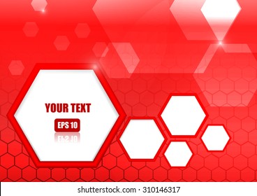 Vector : Red abstract honeycomb background