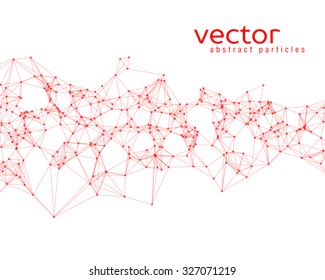 Vector red abstract particles on white background