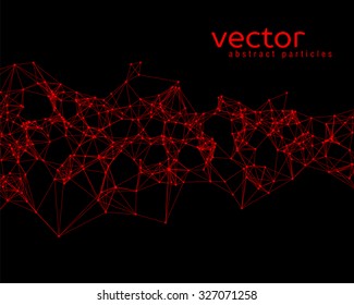 Vector red abstract particles on black background