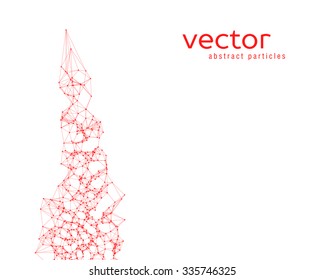 Vector red abstract particles on white background