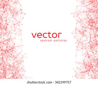 Vector red abstract particles on white background