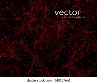 Vector red abstract particles on black background