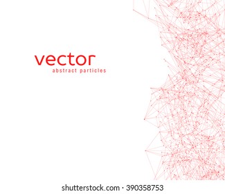 Vector red abstract particles on white background