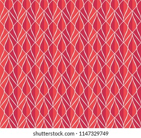 Vector Red Abstract Seamless Pattern. Art Deco Style Background. Geometric texture.