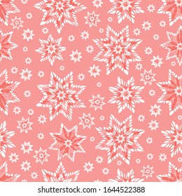 Estrellas de copos de nieve abstracto de color rojo vectorial monocromo. Apropiado para textiles, envolvimiento de regalo y papel pintado.