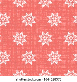 Estrellas de copos de nieve abstracto vectorial con fondo de tela. Diseño perfecto para envolver y tela de regalo.