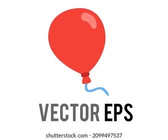 El globo de aire rojo vectorial sobre icono de cuerda, transmitir felicitaciones, celebración, deseando feliz cumpleaños